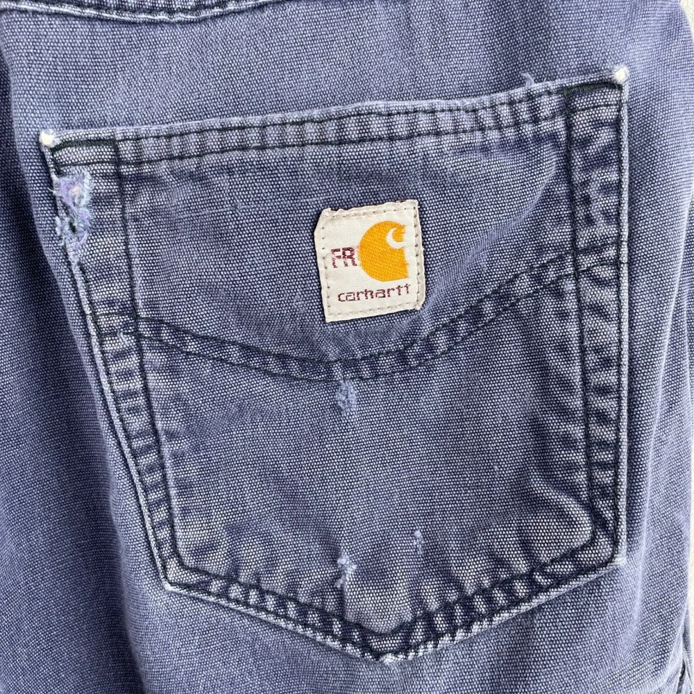 Carhartt FR Flame Resistant Work Shorts Blue Custom Cut Off Carpenter CAT 2 33